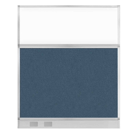 Versare Hush Panel Cubicle Partition 5' x 6' W/ Window Caribbean Fabric Clear Window W/ Cable Channel 1812575-2